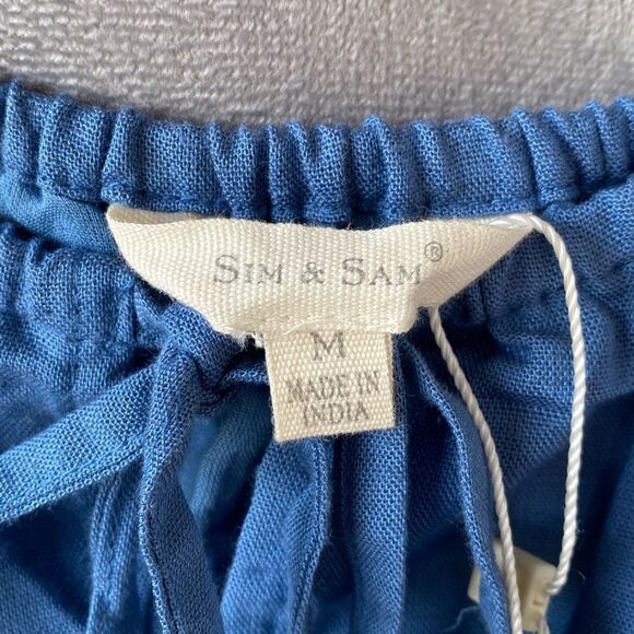 Sim & Sam Womens Medium Midi Dress Pockets Rayon Linen Cotton Lined Cottagecore - Picture 12 of 14